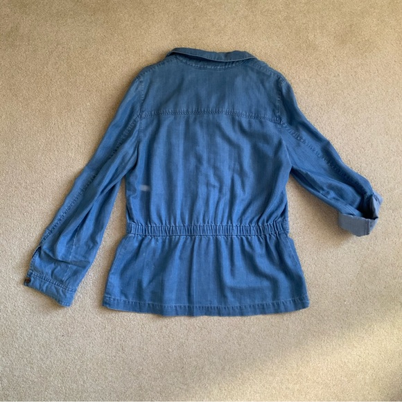 Charter Club denim suit with safari jacket and drawstring pants - Picture 4 of 13